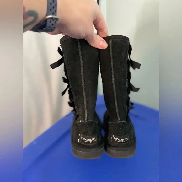 Black Koolaburra Ugg boots with‎ ribbons size 1 -S6 - Picture 5 of 10